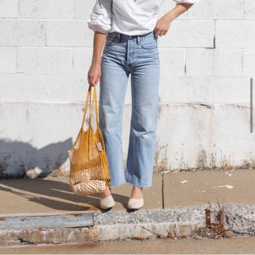 nwot Denim Forum Farrah wide leg 24 30L light blue wash